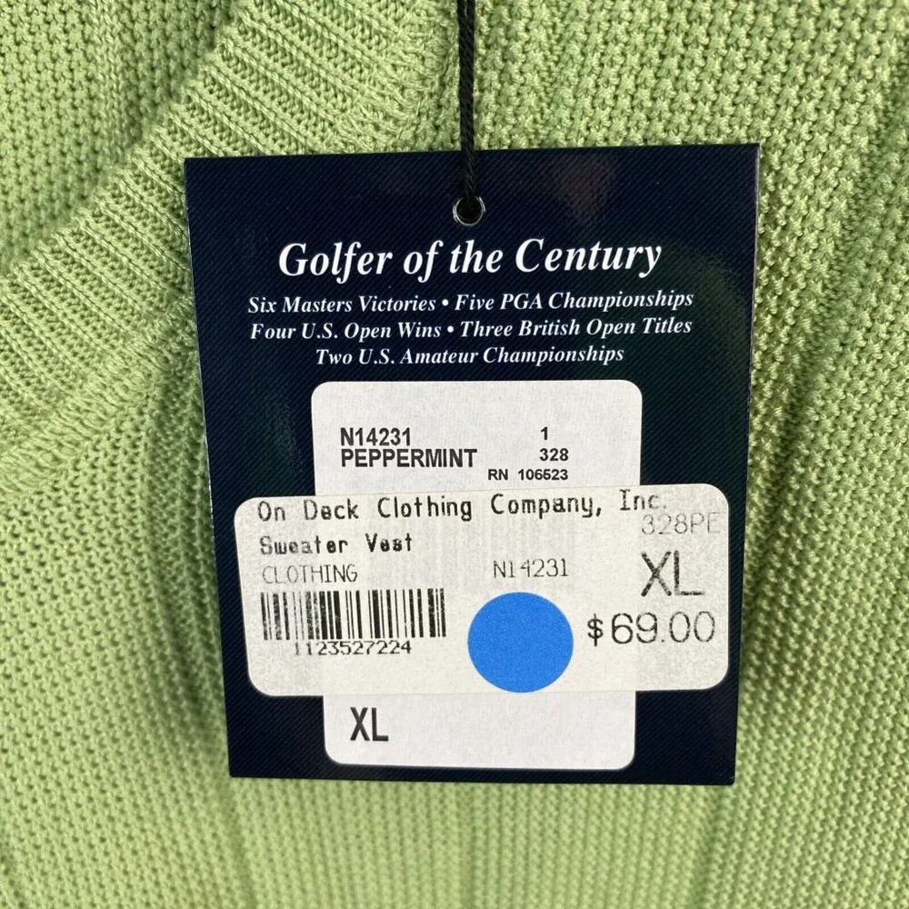 Jack Nicklaus Vest Men’s XL Lime Green 70% Silk, 30% Cotton Knit Golf Athleisure - Picture 2 of 10